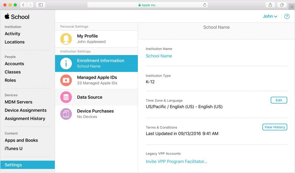 apple school manager portal